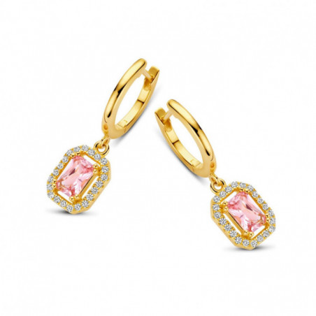 Boucles d'oreilles NAIOMY Argente 925 ml Plaqué or Zirconium Rose & Blanc