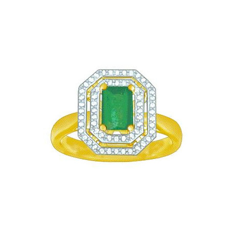 Bague OR Jaune et Blanc 750 ml Diamants & Emeraude