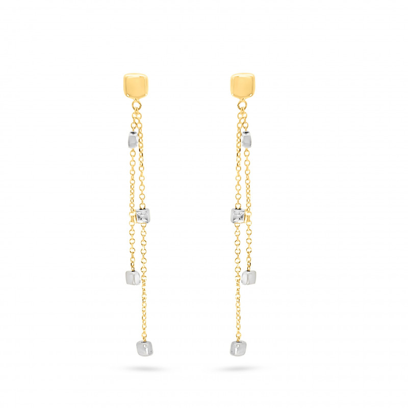 Boucles d'oreilles OR Jaune et Blanc 750 ml