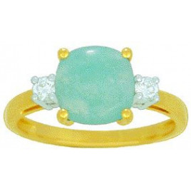 Bague OR Jaune 750 ml Diamants et Amazonite