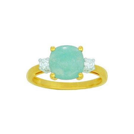 Bague OR Jaune 750 ml Diamants et Amazonite