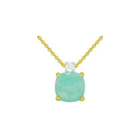 Collier OR Jaune 750 ml Diamant et Amazonite