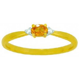 Bague  OR Jaune 750 ml Diamants & Saphir orange