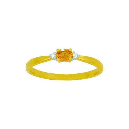 Bague  OR Jaune 750 ml Diamants & Saphir orange