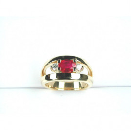 Bague OR Jaune 750 ml Diamants & Rubis