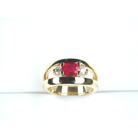 Bague OR Jaune 750 ml Diamants & Rubis