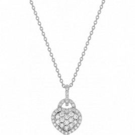 Collier Cœur OR Blanc 750 ml Diamants