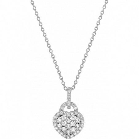 Collier Cœur OR Blanc 750 ml Diamants