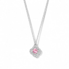 Collier OR Blanc 750 ml Diamants et Saphir rose