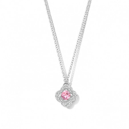 Collier OR Blanc 750 ml Diamants et Saphir rose