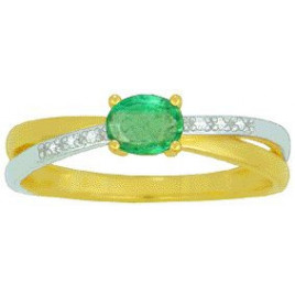 Bague OR Blanc et Jaune 750 ml Diamants & Emeraude