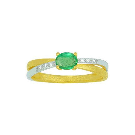 Bague OR Blanc et Jaune 750 ml Diamants & Emeraude