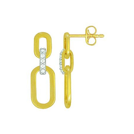 Boucle d'oreilles OR Jaune et Blanc 750 ml Diamants