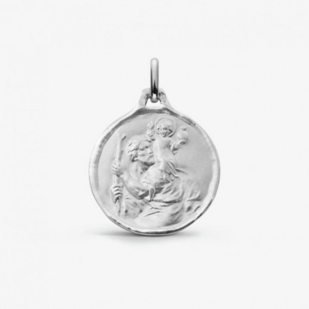 Médaille baptême Saint Christophe - Géant de Canaan OR Blanc 750 ml