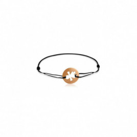 Bracelet rond Petite Fille Ajourée Or Rose 750 ml cordon noir