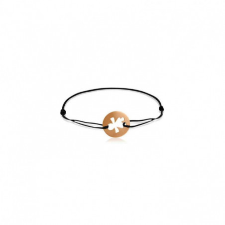 Bracelet rond Petite Fille Ajourée Or Rose 750 ml cordon noir