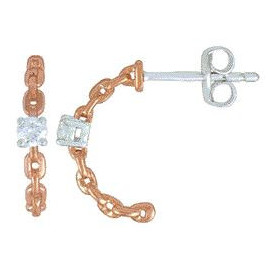 Boucles d'oreilles OR Rose et Blanc 750 ml Diamants