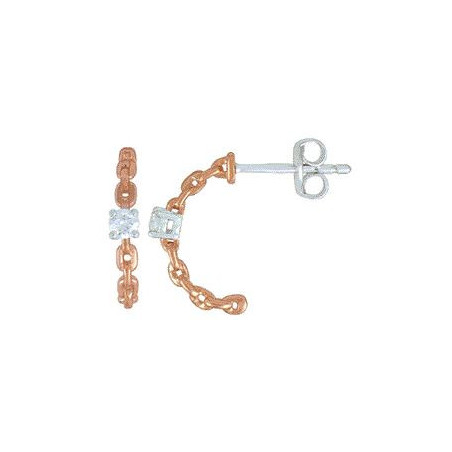 Boucles d'oreilles OR Rose et Blanc 750 ml Diamants