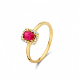 Bague OR Jaune 750 ml Diamants & Rubis