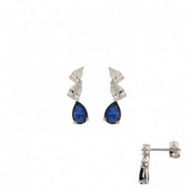 Boucles d'oreilles OR Blanc 750 ml Diamants & Saphir