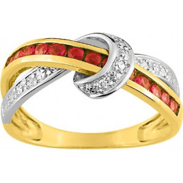 Bague OR Jaune et Blanc 750 ml Diamants & Rubis