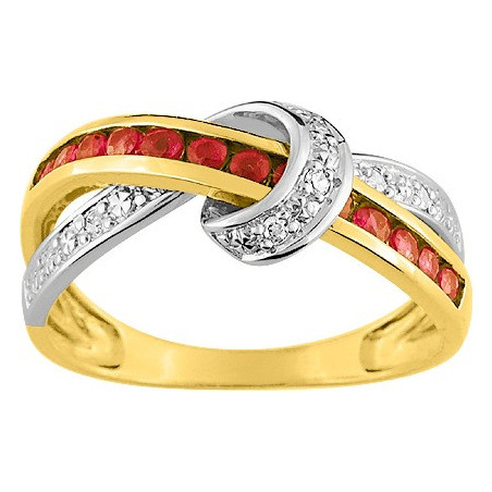 Bague OR Jaune et Blanc 750 ml Diamants & Rubis