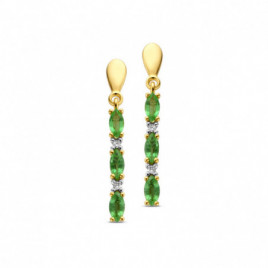 Boucles d'oreilles OR Jaune 750 ml Diamants & Émeraudes