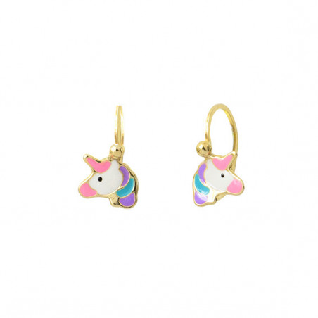 Boucles d'oreilles OR Jaune 750 ml Licorne