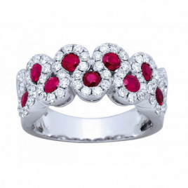 Bague OR Blanc 750 ml Diamants & Rubis