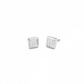 Boucles d'oreilles OR Blanc 750 ml Diamants