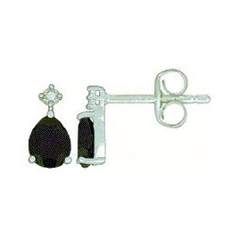 Boucles d'oreilles OR Blanc 750 ml Diamantset Saphir