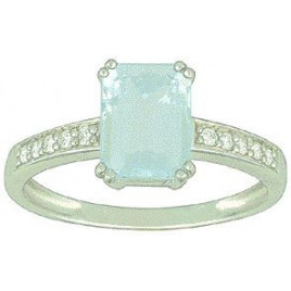 Bague OR Blanc 750 ml Diamants & Aigue-marine