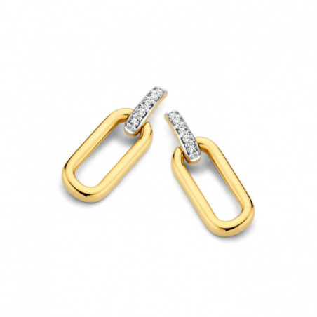 Boucles d'oreilles OR Jaune 750 ml et OR Blanc 750 ml Diamants