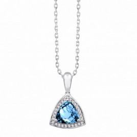 Collier OR Blanc 750 ml Diamants & Topaze bleue London