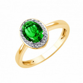 Bague OR Jaune 750 ml Diamants & Chromediopside