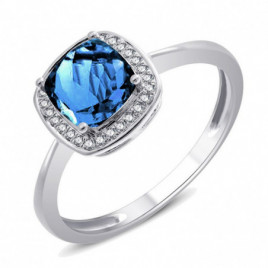 Bague OR Blanc 750 ml Diamants & Topaze bleue London